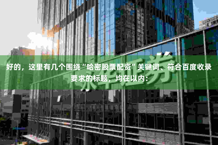 好的，这里有几个围绕“哈密股票配资”关键词、符合百度收录要求的标题，均在以内：